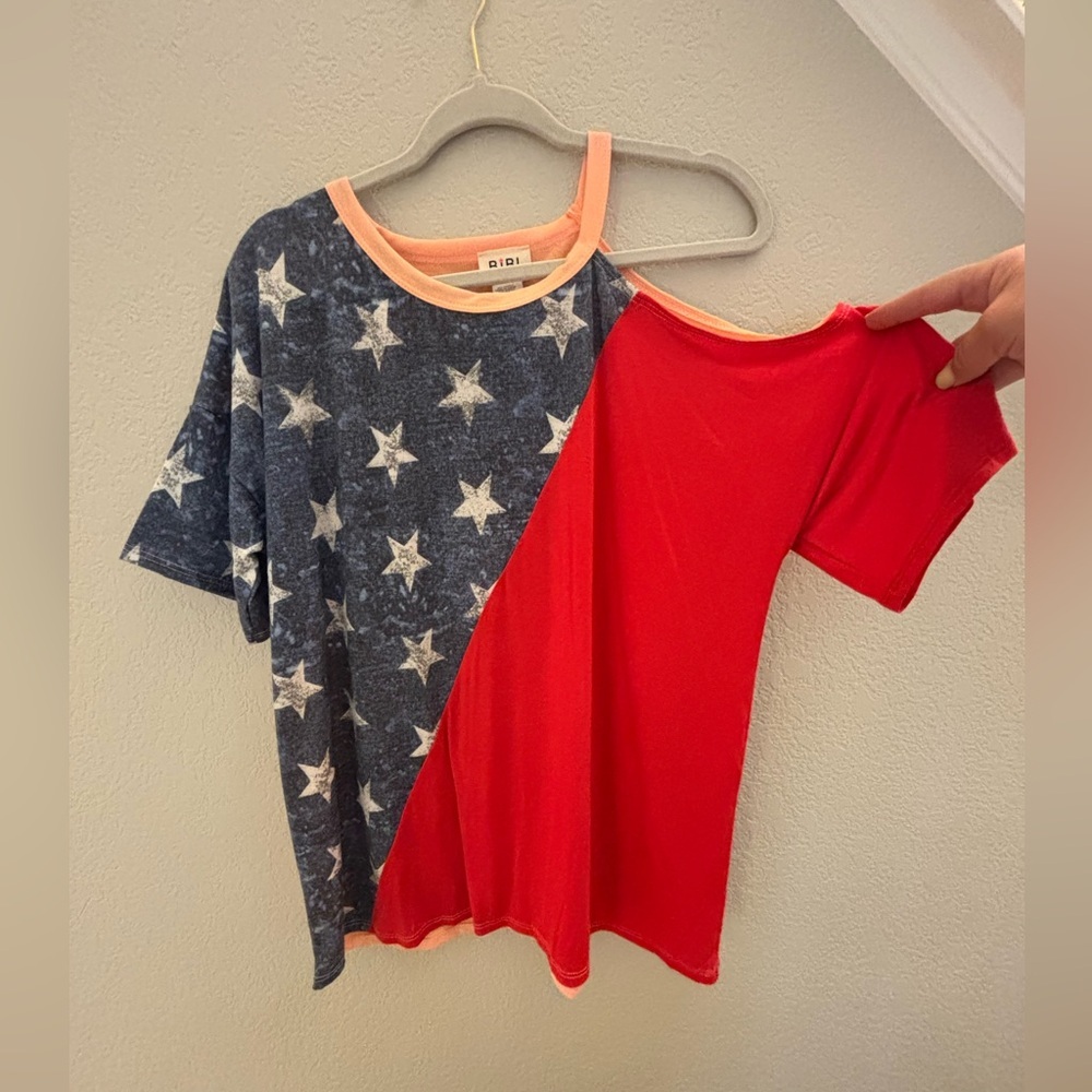 BiBi patriotic off shoulder top